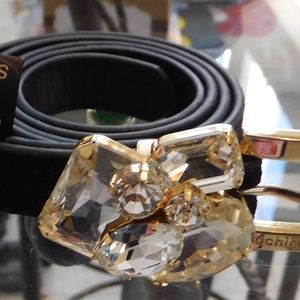 Ochirly Black suede gem studded fashion belt sz 6